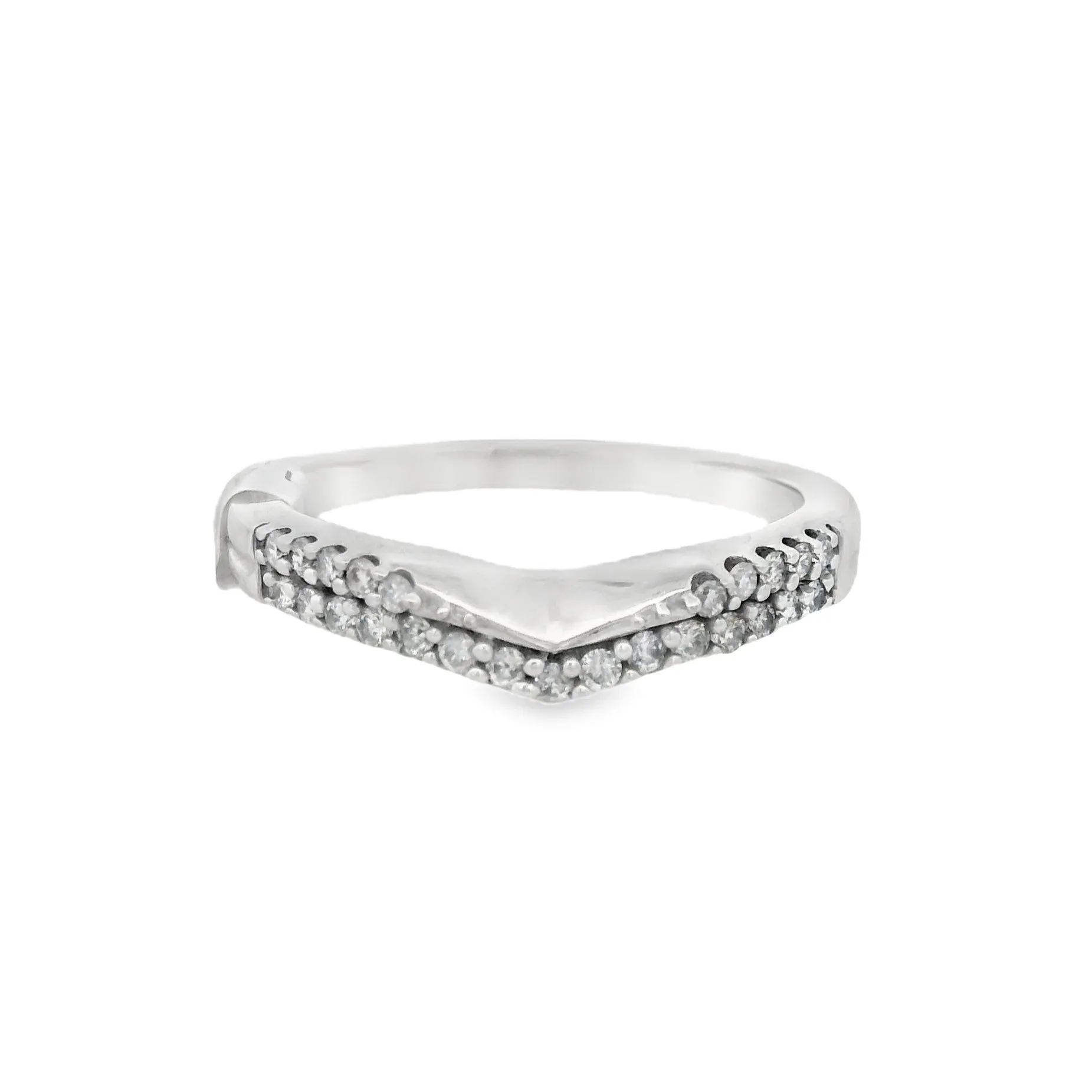 14K White Gold 0.03ct Diamond Curved Women's Wedding Band