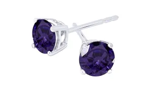 14K White Gold Plated 1 CT Round CZ Stud Earrings