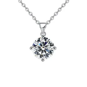 18K White Gold 1/2 Carat Created Cubic Zirconia Round Stud Necklace Plated 18 inch