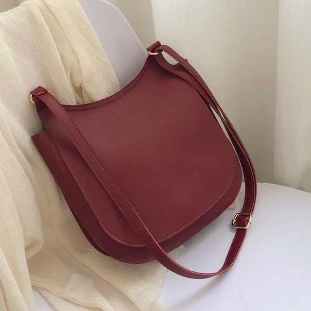 2021 Fashion Women Wide Shoulder Bag Solid Color Soft PU Leather Crossbody Female Large Capacity Bags Ladies Travel Saddle Bags