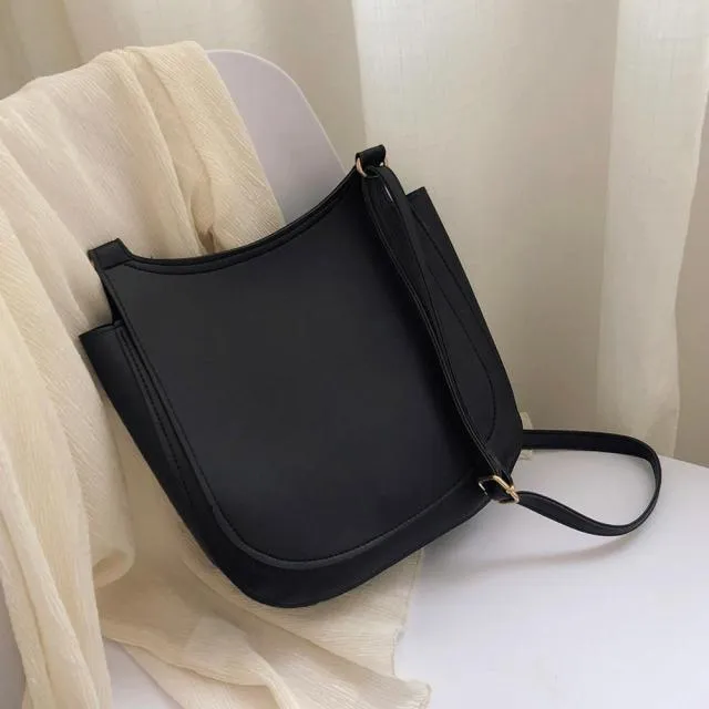 2021 Fashion Women Wide Shoulder Bag Solid Color Soft PU Leather Crossbody Female Large Capacity Bags Ladies Travel Saddle Bags