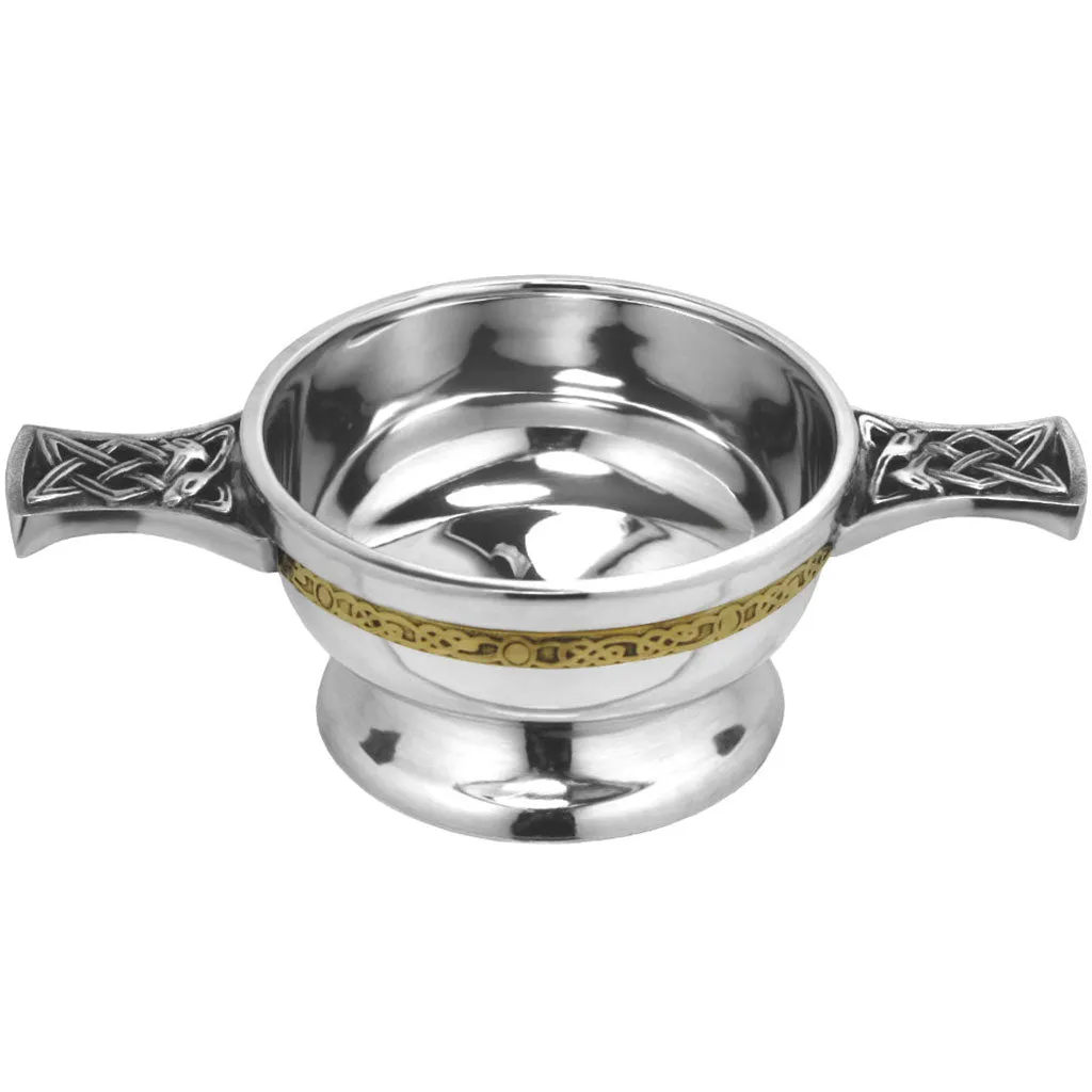 2.5 Inch Brass Celtic Band Pewter Quaich Bowl