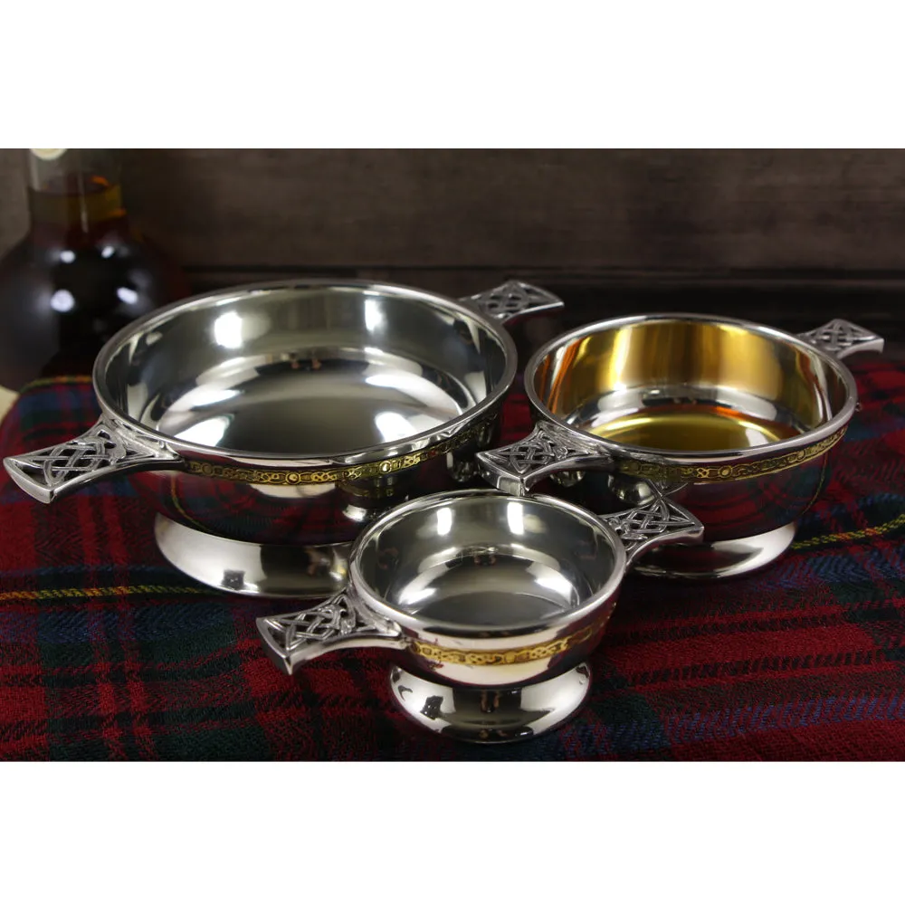 2.5 Inch Brass Celtic Band Pewter Quaich Bowl