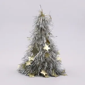 26cm Champagne Starburst Christmas Tinsel Tree