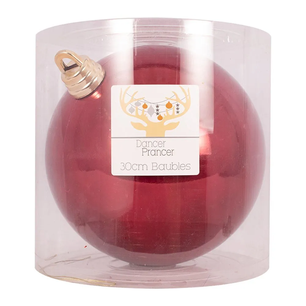 30cm Giant Pearl Red Bauble Tree Ornament