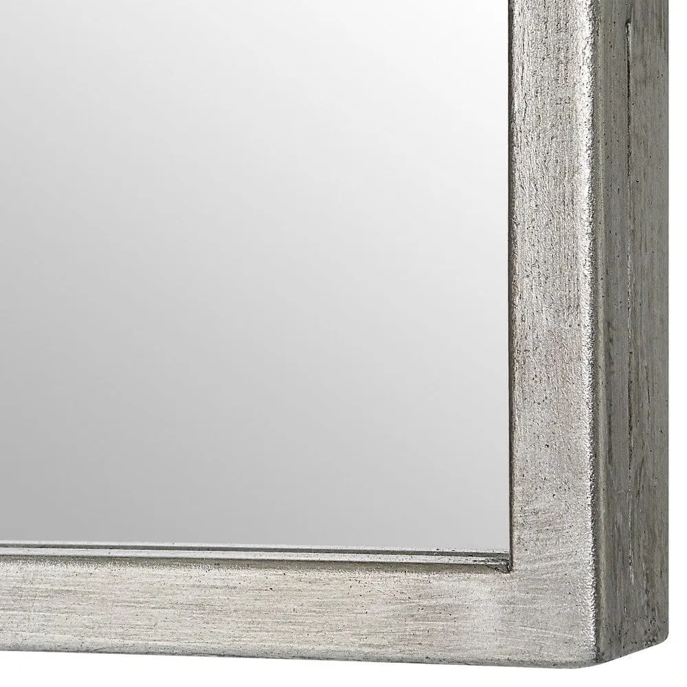 38 Inch Wood Wall Mirror, Moroccan Style, Antique Silver By Casagear Home