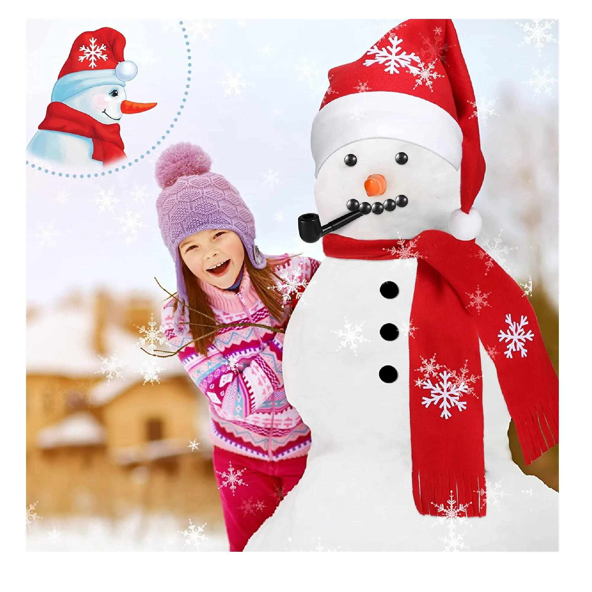 42 Pieces Snowman Decorations | Christmas Snowman Dress Up Game | Winter Vacation | Elegant Style| 6.7 x 9.8 x 10.7, 6 Inches