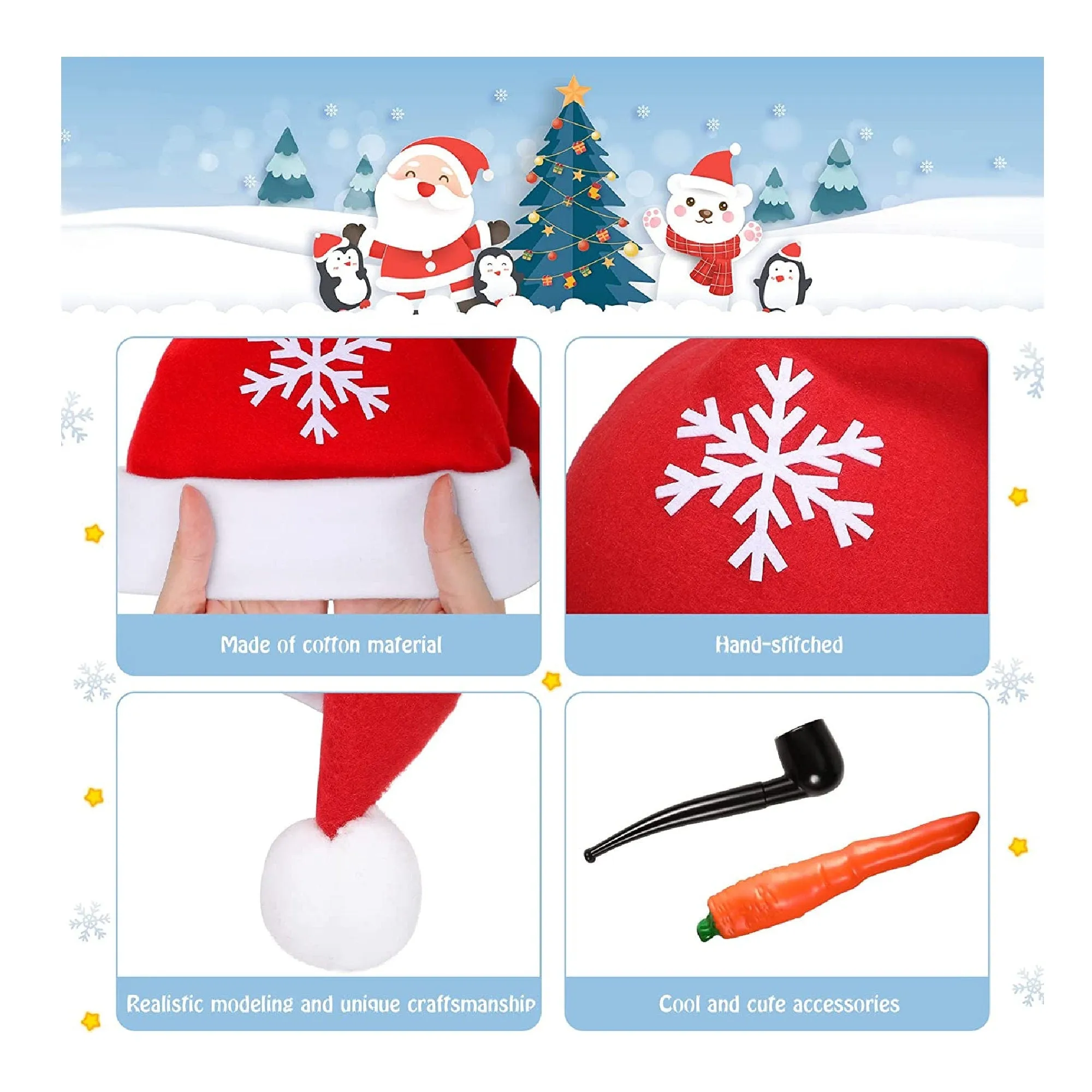 42 Pieces Snowman Decorations | Christmas Snowman Dress Up Game | Winter Vacation | Elegant Style| 6.7 x 9.8 x 10.7, 6 Inches