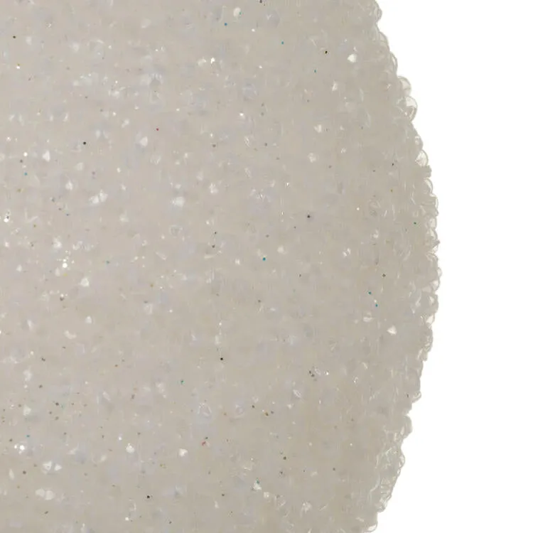 4.75" White Beaded Ball Ornaments with Drilled Caps 6 Per Bag