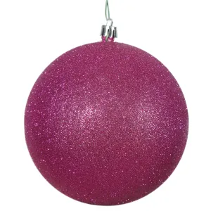 4PK - 4.75" Magenta Glitter Shatterproof Christmas Ball Ornament