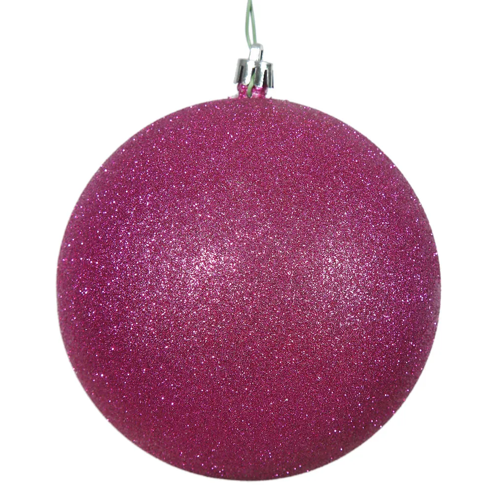 4PK - 4.75" Magenta Glitter Shatterproof Christmas Ball Ornament