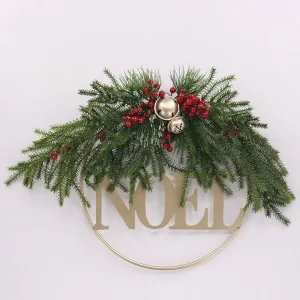 66cm Deluxe Christmas Metal Noel Wreath with Berries and Pine