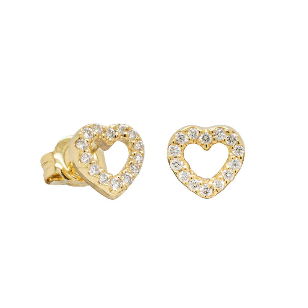 9ct Yellow Gold Diamond Heart Studs