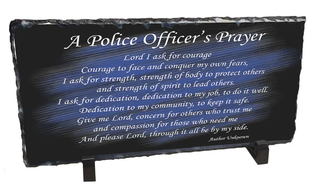 A Police Officer's Prayer Slate Rock Desktop Easel