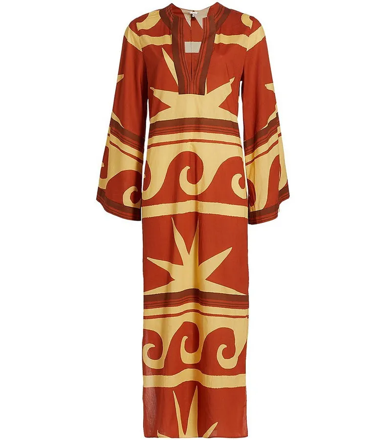 Abstract SunSet Printed Maxi Dress