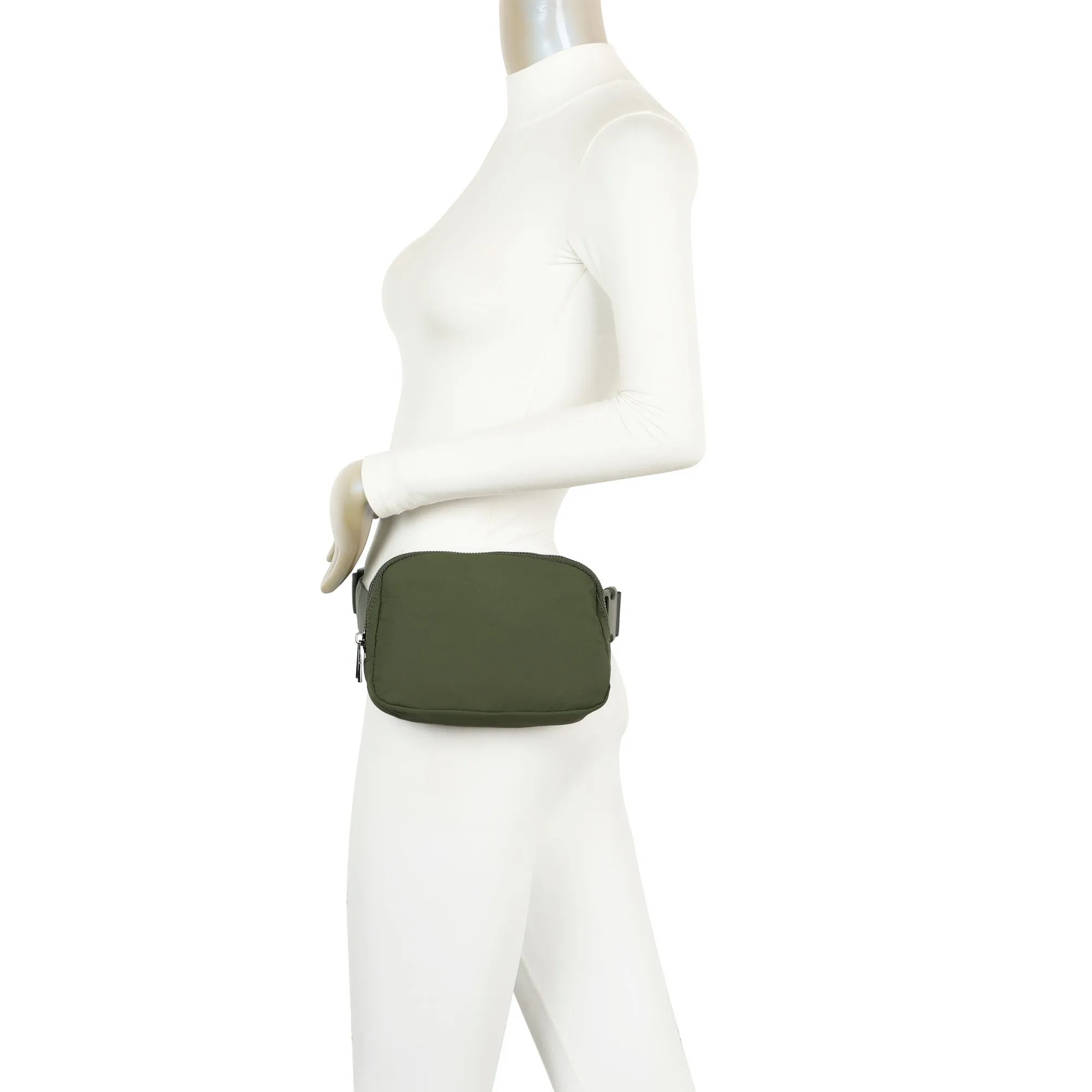 Adelaide's Water Repellent Nylon Belt Fanny Bag - Army Green