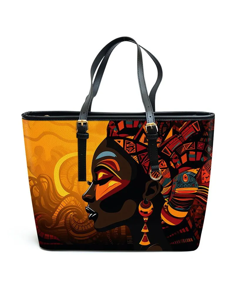 African Culture - Personalized Leather Totebag