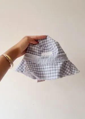 Baby Cotton Bucket Hat - Gingham Blue