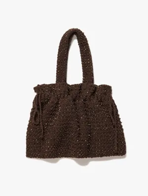 Beaded Crochet Bag -- Brown