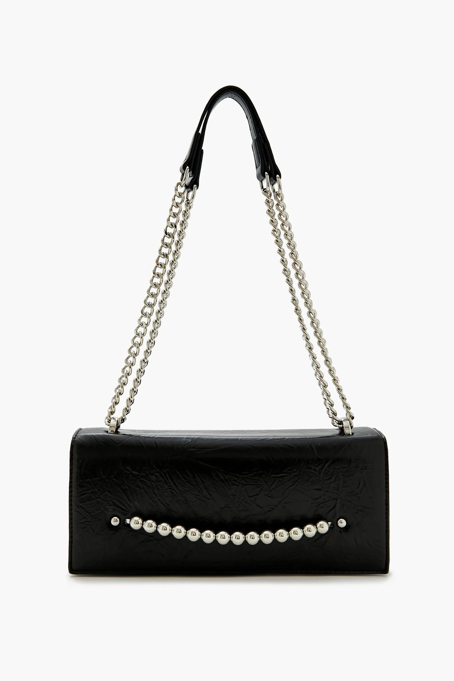 Beaded Faux Leather Shoulder Bag