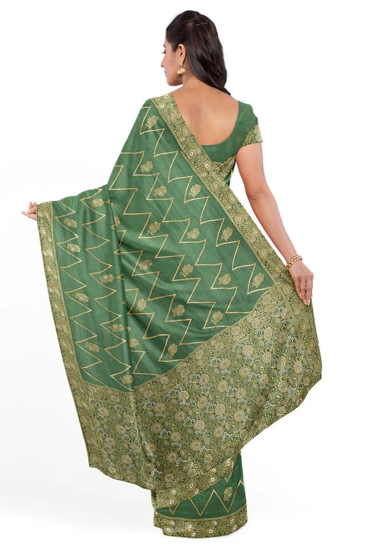 Beautiful Banarasi silk saree with zig-zag weave design