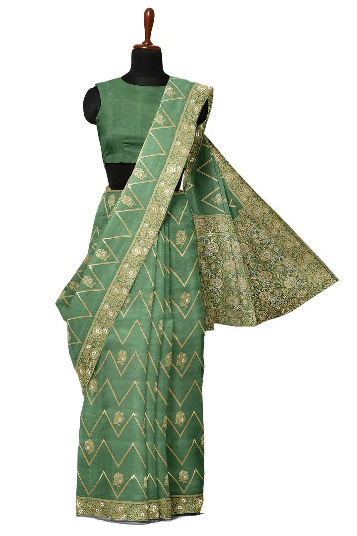 Beautiful Banarasi silk saree with zig-zag weave design