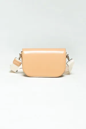 Beige Front Flap Cross Body Bag