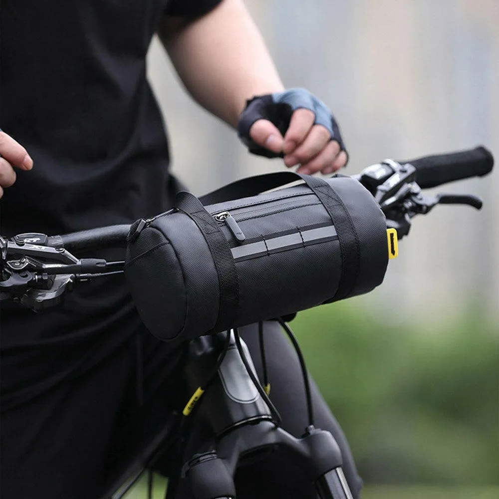 Bike Handlebar Bag Multifunction Handlebar Pouch Water Resistant Front Frame Bag with Detachable Shoulder Strap