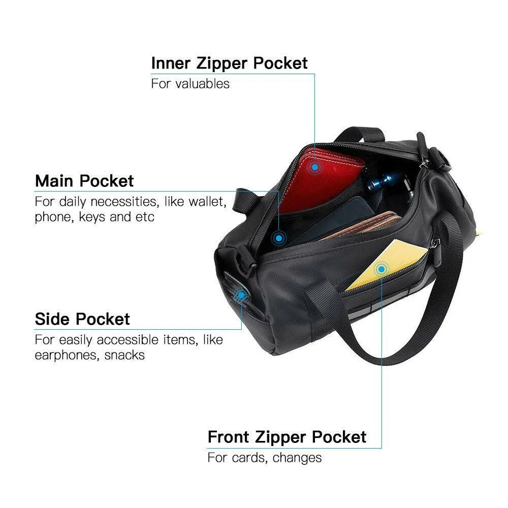 Bike Handlebar Bag Multifunction Handlebar Pouch Water Resistant Front Frame Bag with Detachable Shoulder Strap