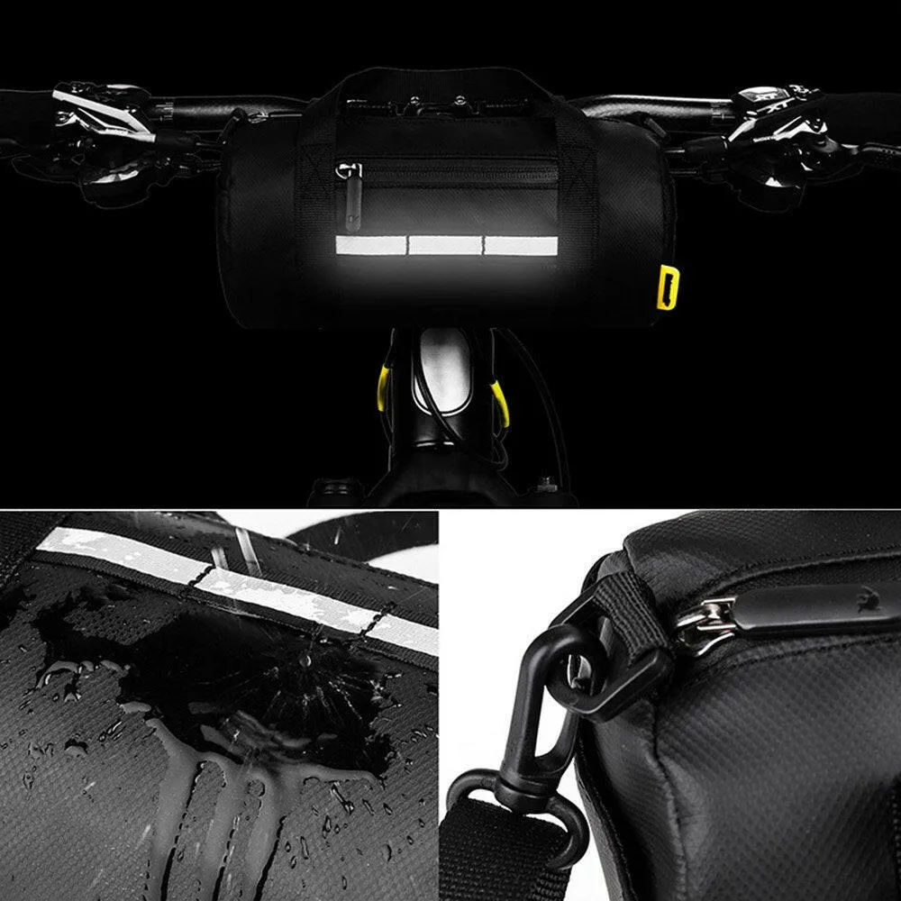 Bike Handlebar Bag Multifunction Handlebar Pouch Water Resistant Front Frame Bag with Detachable Shoulder Strap