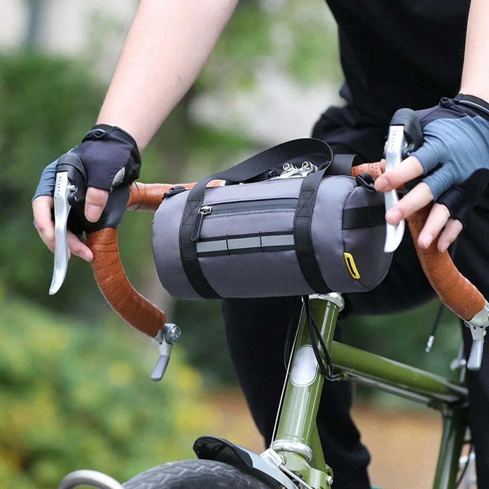 Bike Handlebar Bag Multifunction Handlebar Pouch Water Resistant Front Frame Bag with Detachable Shoulder Strap