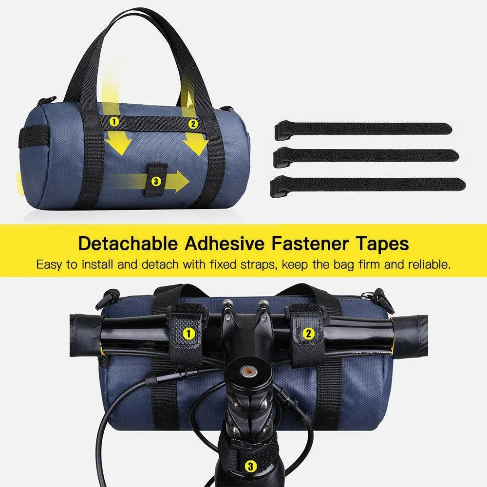 Bike Handlebar Bag Multifunction Handlebar Pouch Water Resistant Front Frame Bag with Detachable Shoulder Strap