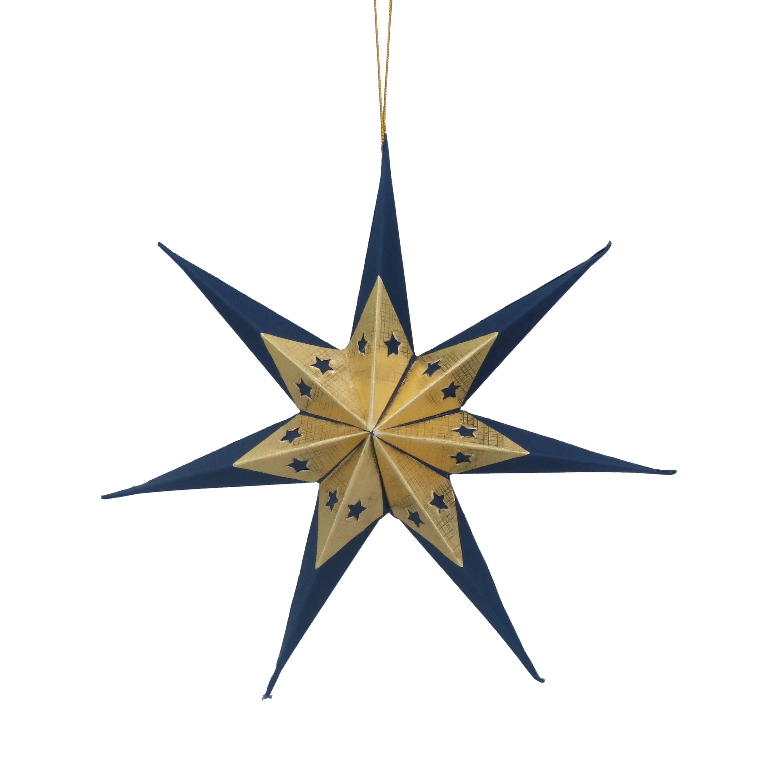 Blue/gold paper star-medium