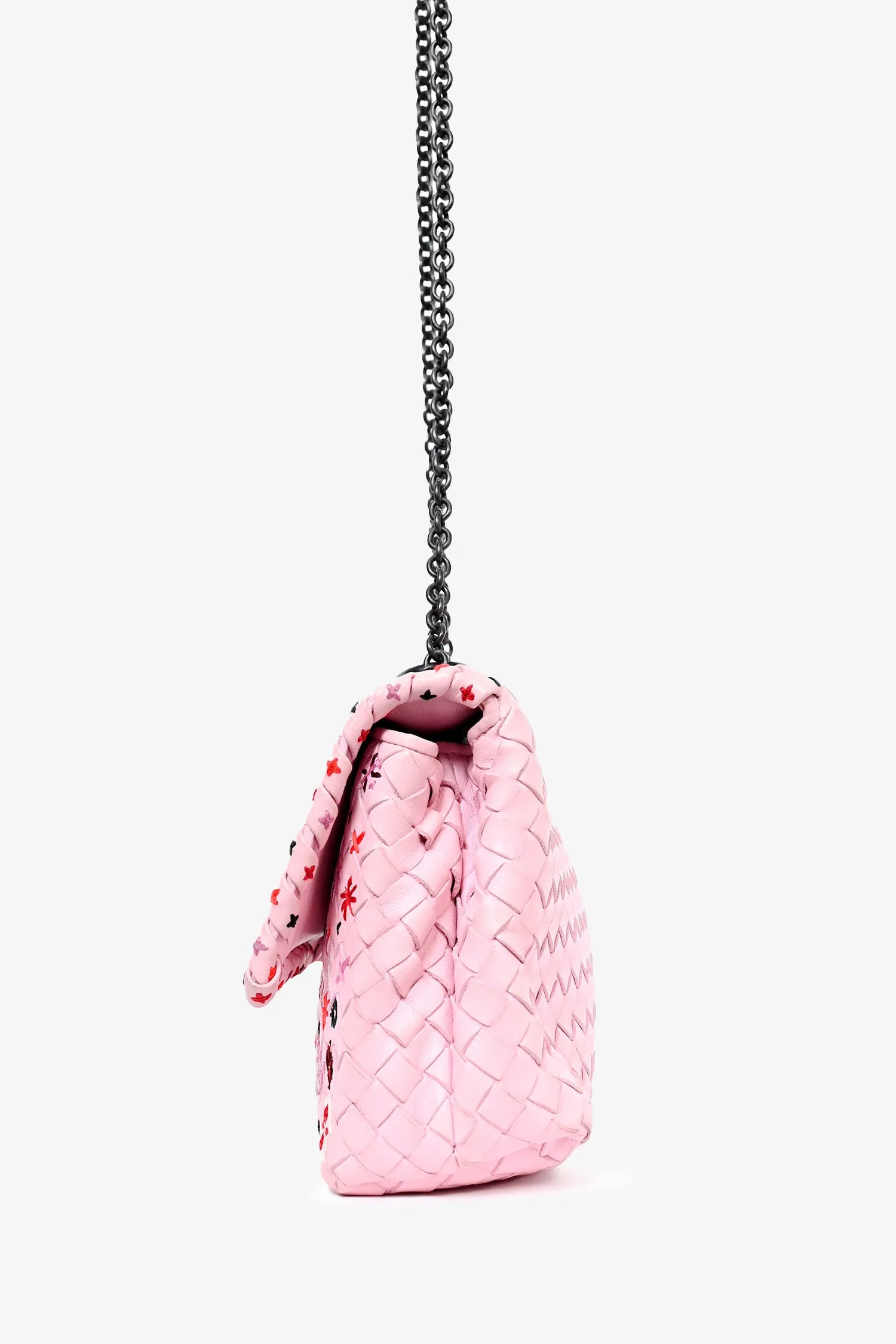 Bottega Veneta 2018 Resort Pink Leather Embroidered Crossbody