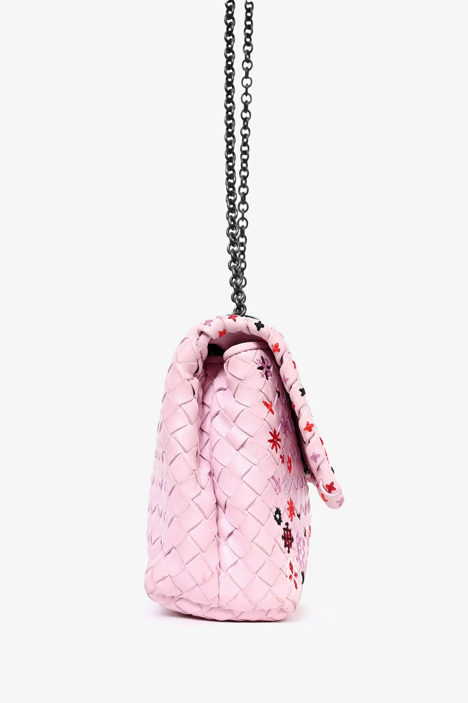 Bottega Veneta 2018 Resort Pink Leather Embroidered Crossbody