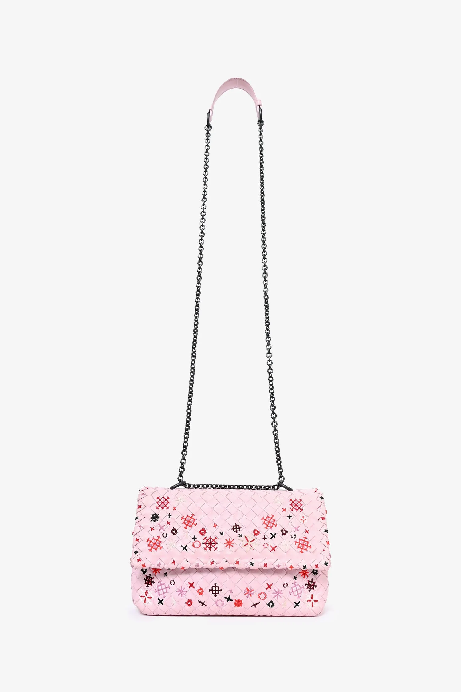 Bottega Veneta 2018 Resort Pink Leather Embroidered Crossbody