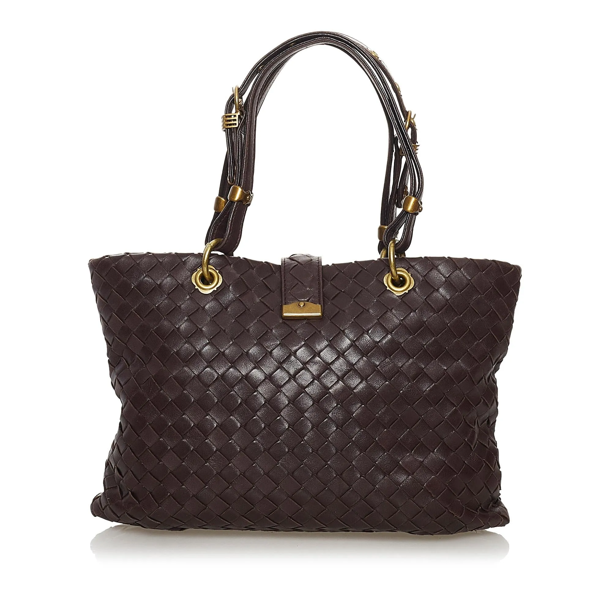 Bottega Veneta Intrecciato Roma Leather Handbag (SHG-32394)