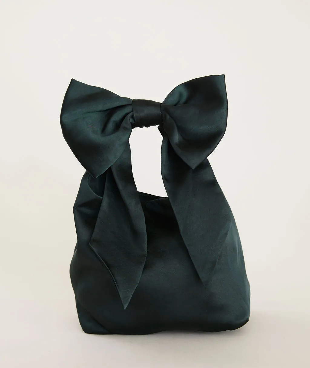 Bow Detail Satin Pouch Bag