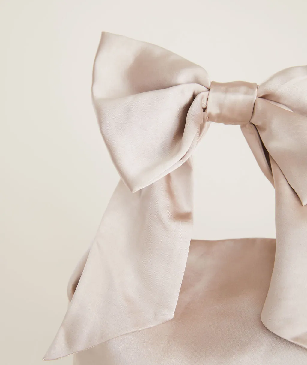 Bow Detail Satin Pouch Bag