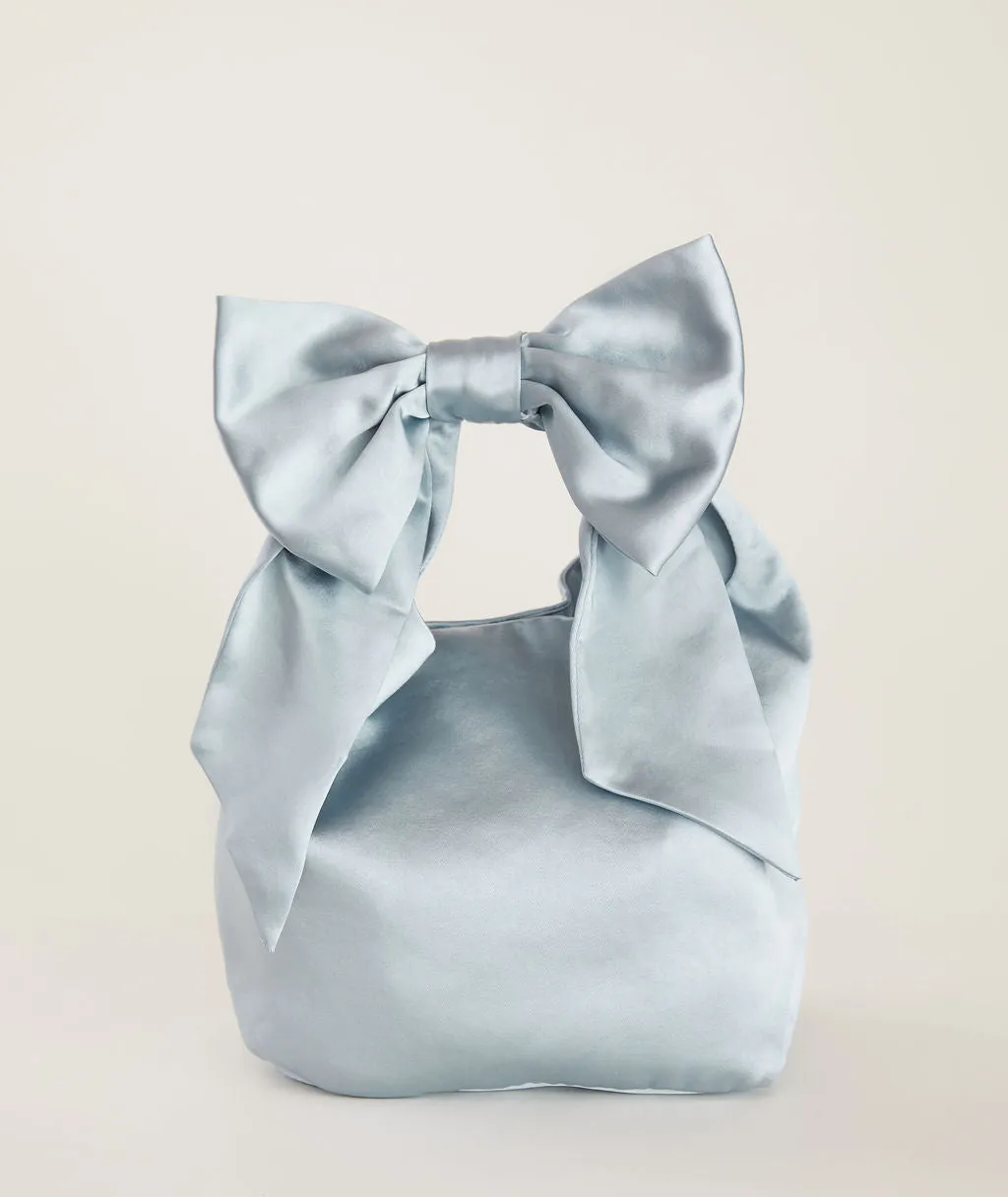 Bow Detail Satin Pouch Bag