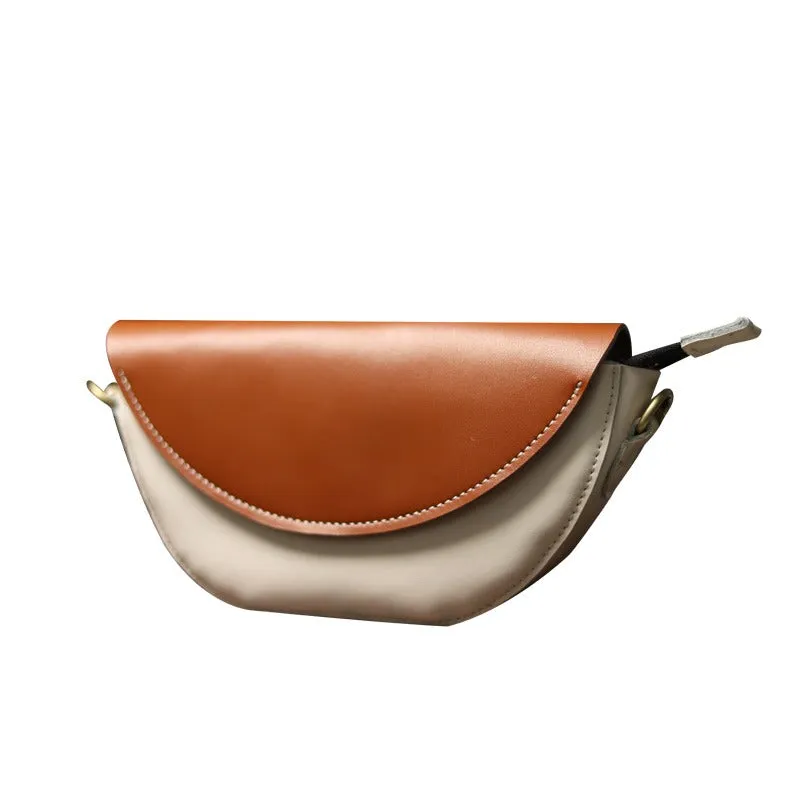 Brown&Green LEATHER Saddle Side Bag WOMEN Contrast SHOULDER BAG Small Crossbody Purse FOR WOMEN