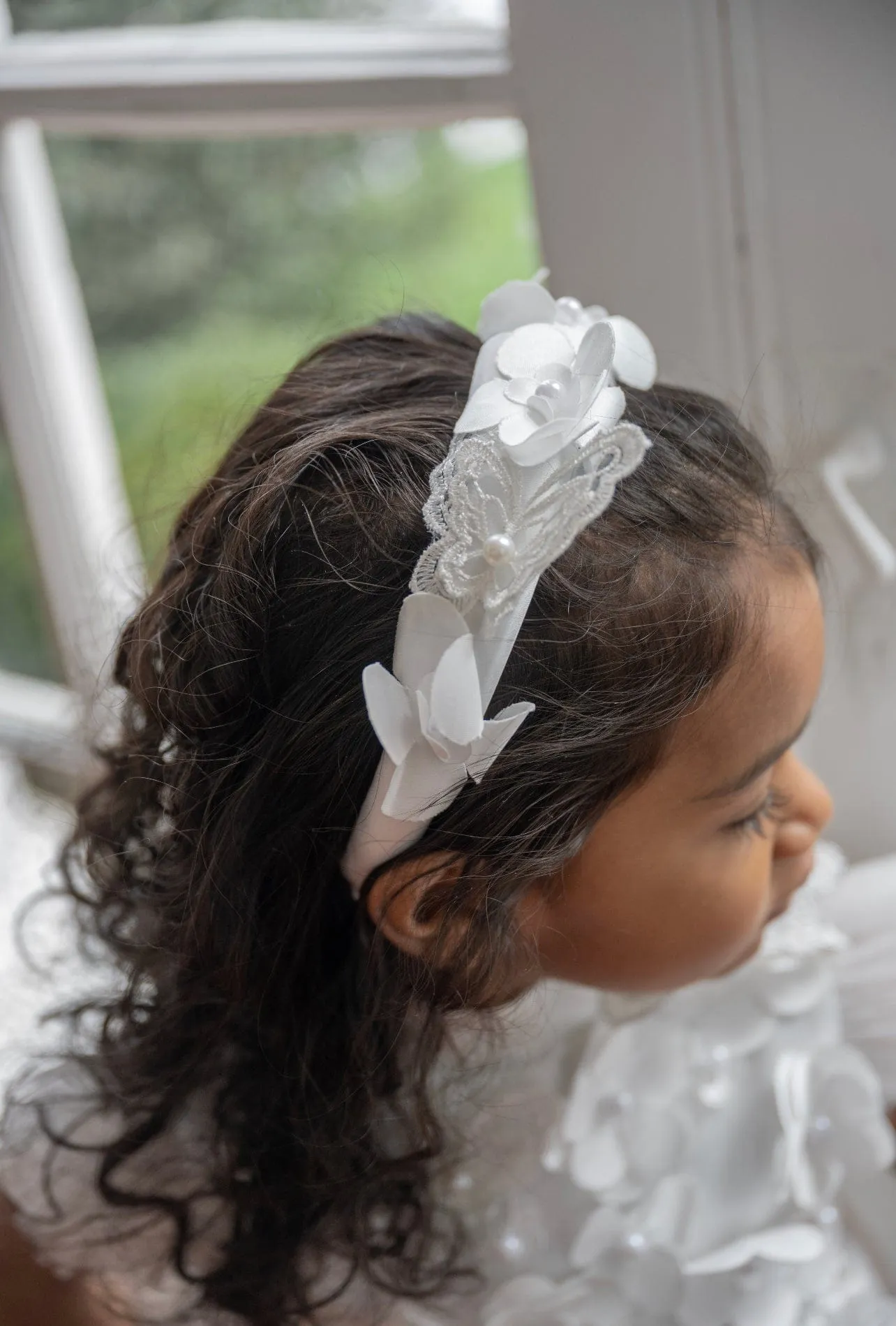 Butterfly White Satin Headband