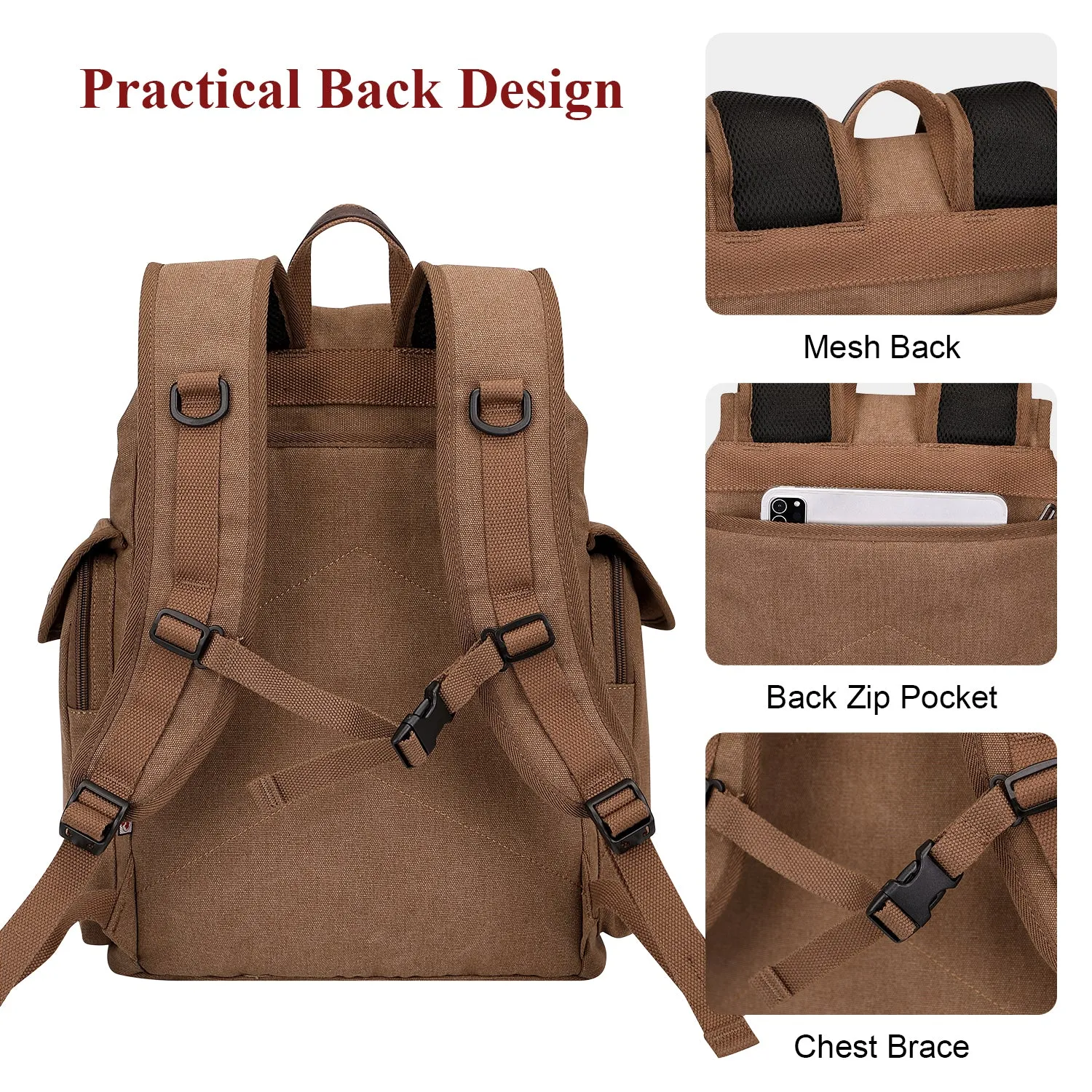 Canvas Backpack for Men Drawstring Backpack