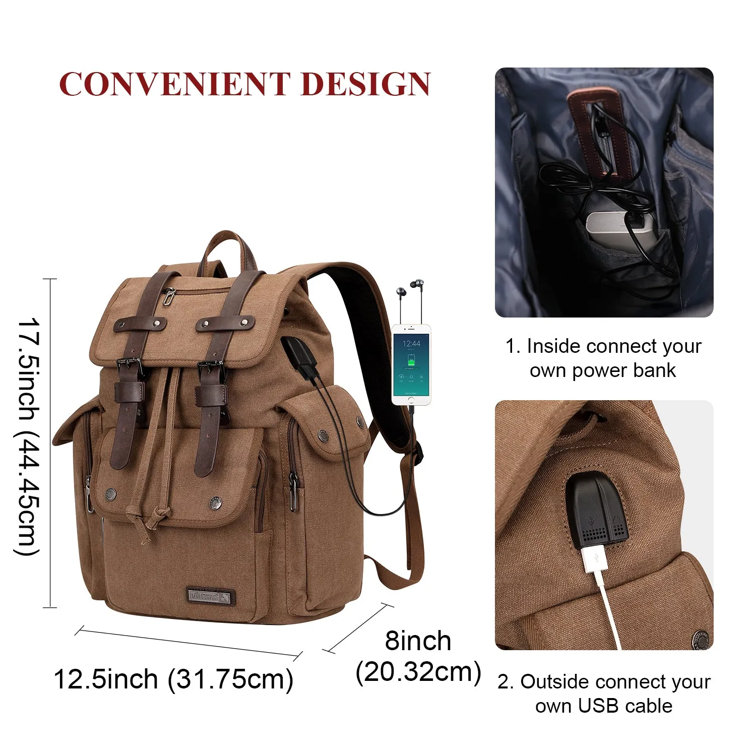 Canvas Backpack for Men Drawstring Backpack