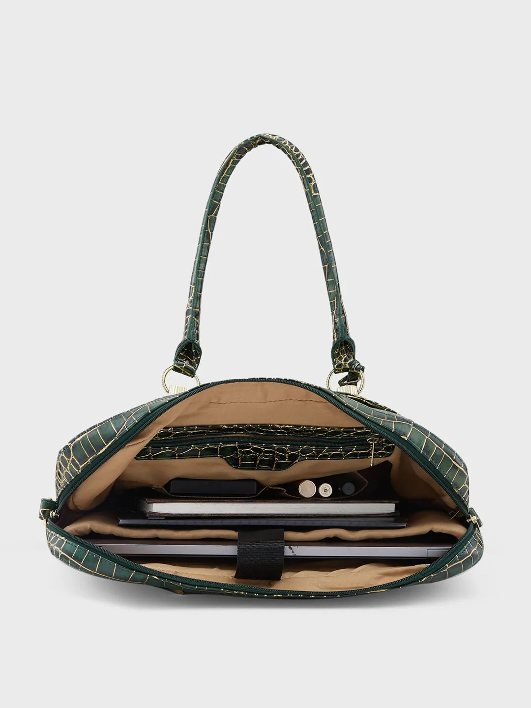 Caprese Miranda Laptop Bag Large Croco Women'S Office Bag Green