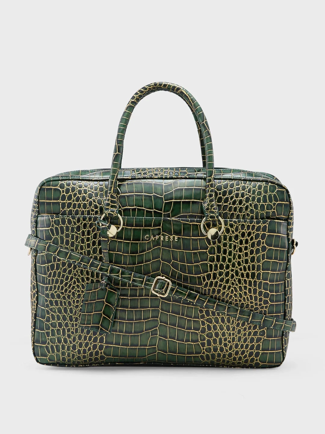 Caprese Miranda Laptop Bag Large Croco Women'S Office Bag Green