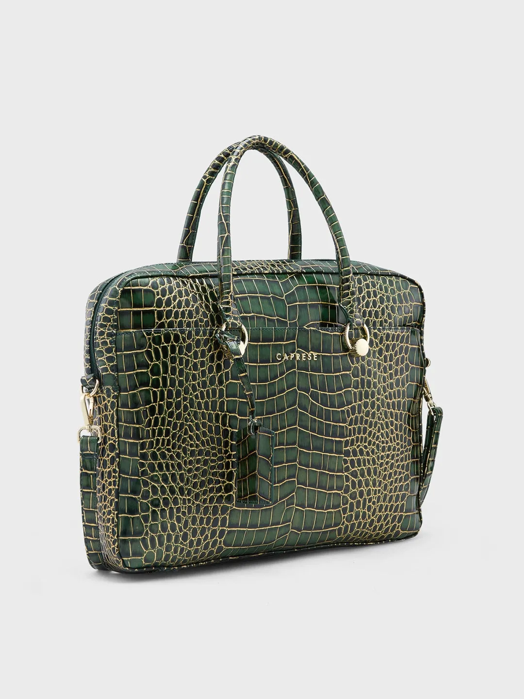 Caprese Miranda Laptop Bag Large Croco Women'S Office Bag Green