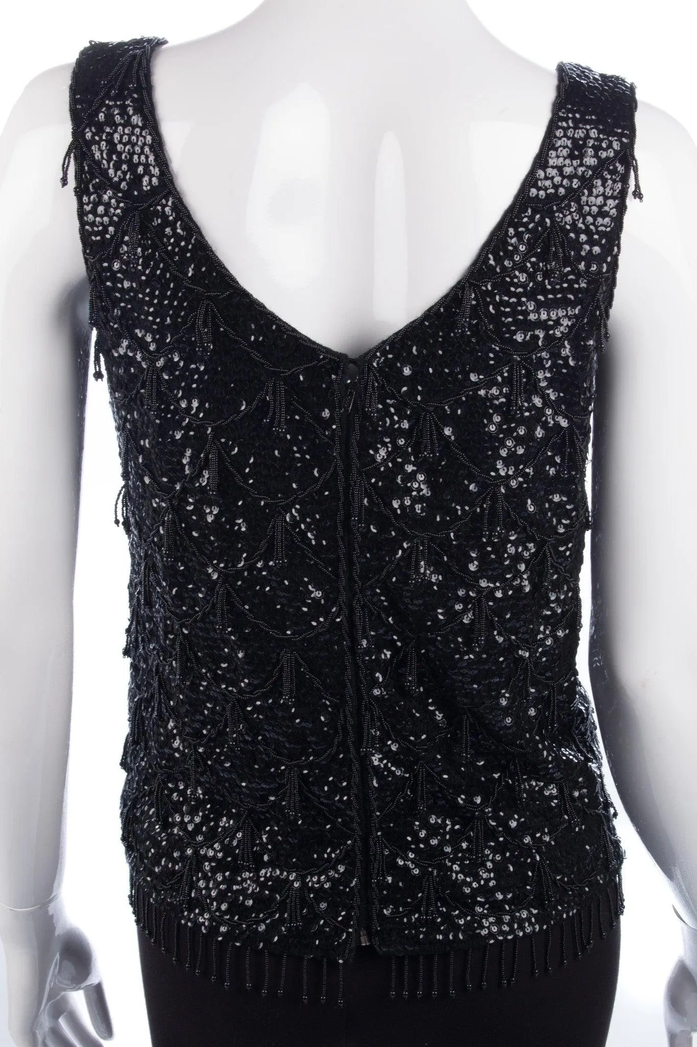 Cerimode Vintage Sequinned Sleeveless Top Black Size 36 (UK8/10)