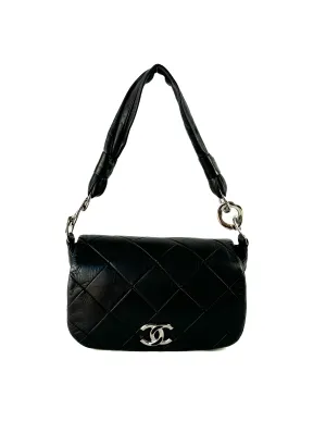 Chanel black lambskin quilted CC pillow soft flap shoulder bag