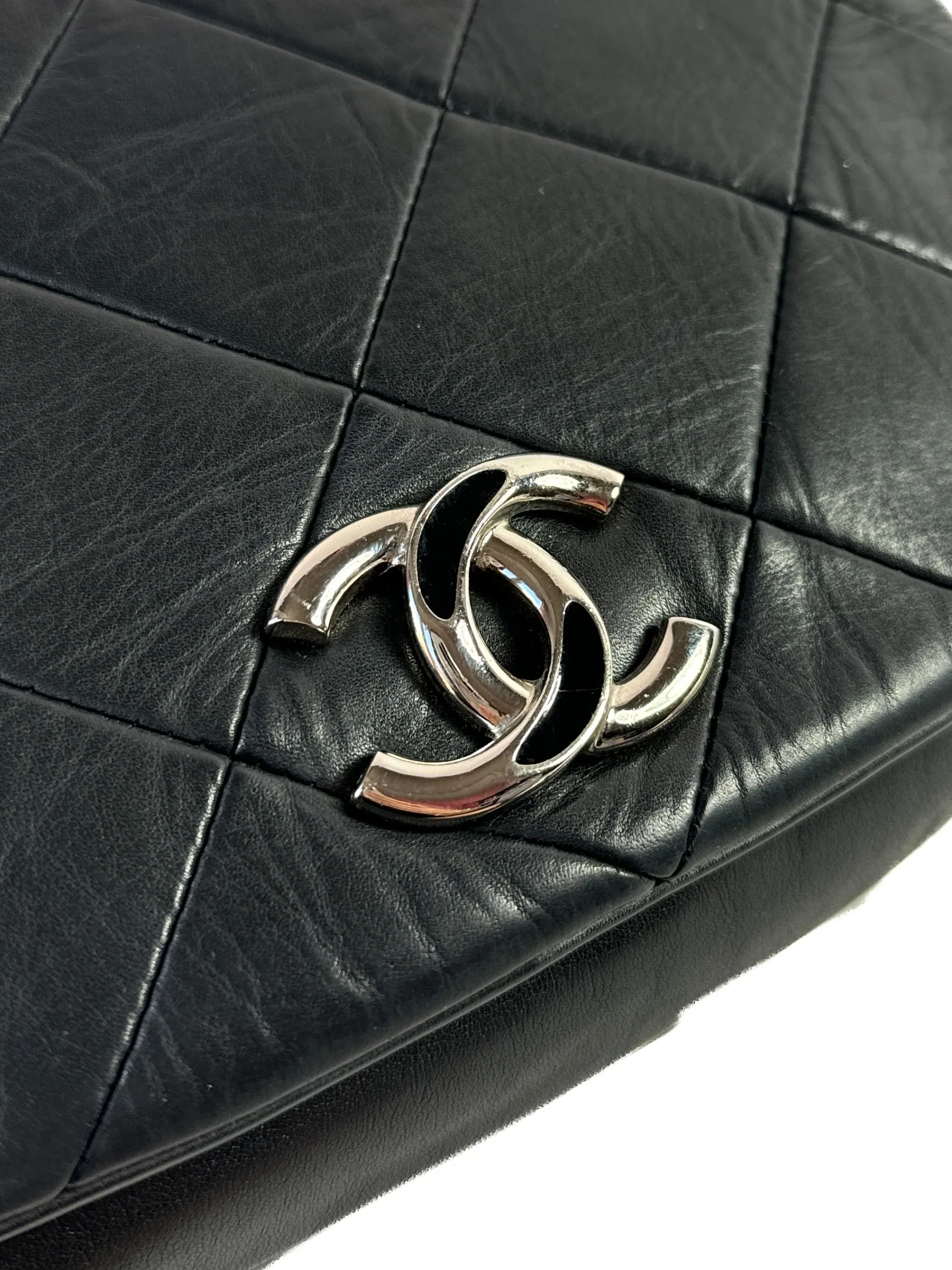 Chanel black lambskin quilted CC pillow soft flap shoulder bag